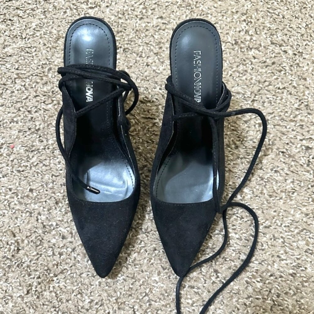black pointy heels